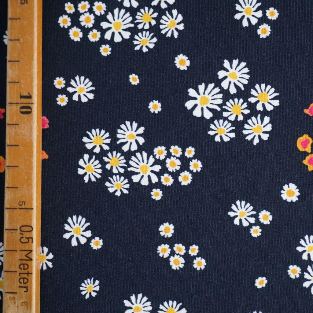 Baumwolljersey Wildblumen nachtblau – Bio